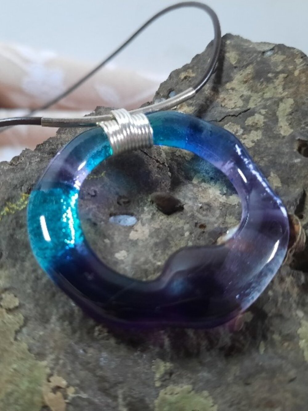 Handcrafted, One-of-a-kind, Ocean Aura Glass Pendant Necklace